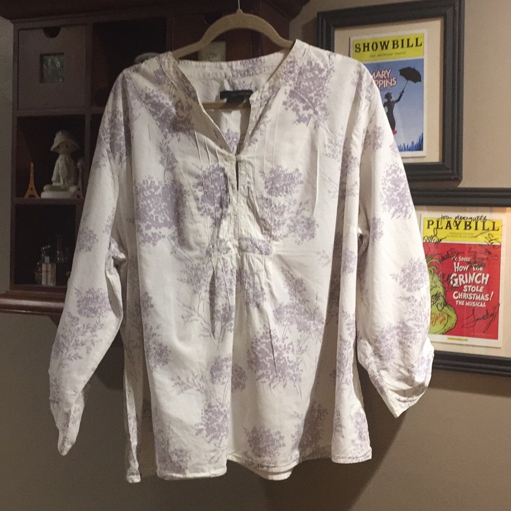 Calvin Klein white and purple pullover blouse